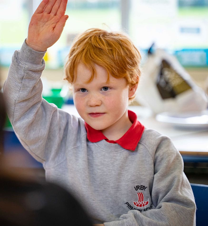 Child raising his hand